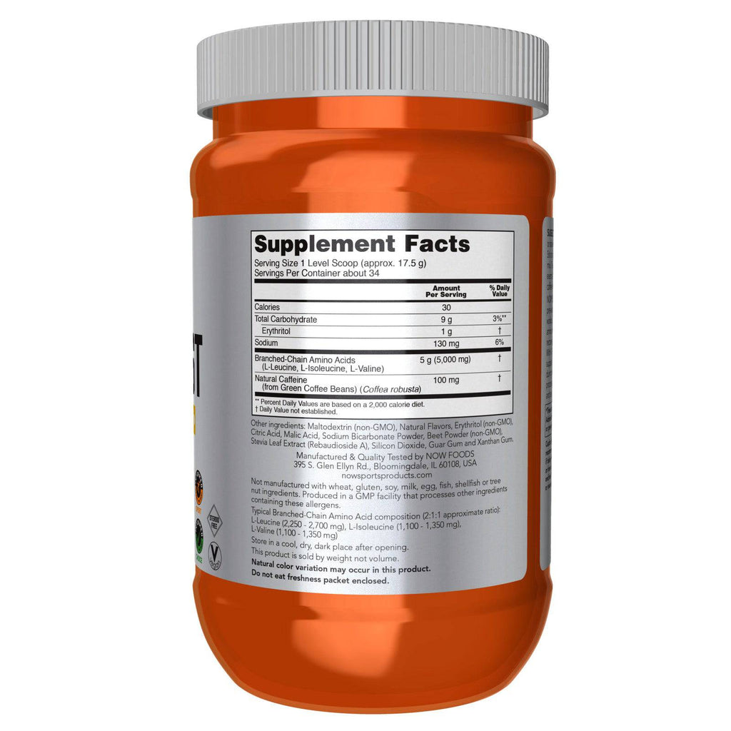 NOW Foods BCAA Blast Powder Tropical Punch Flavor 600 grams - DailyVita