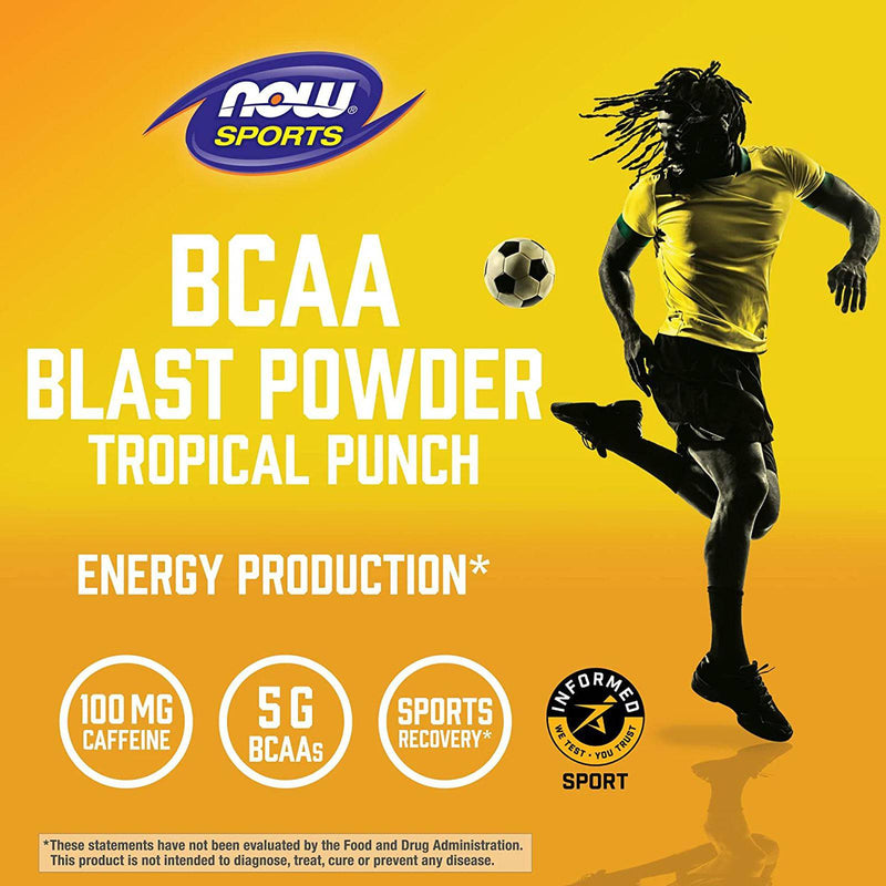 NOW Foods BCAA Blast Powder Tropical Punch Flavor 600 grams