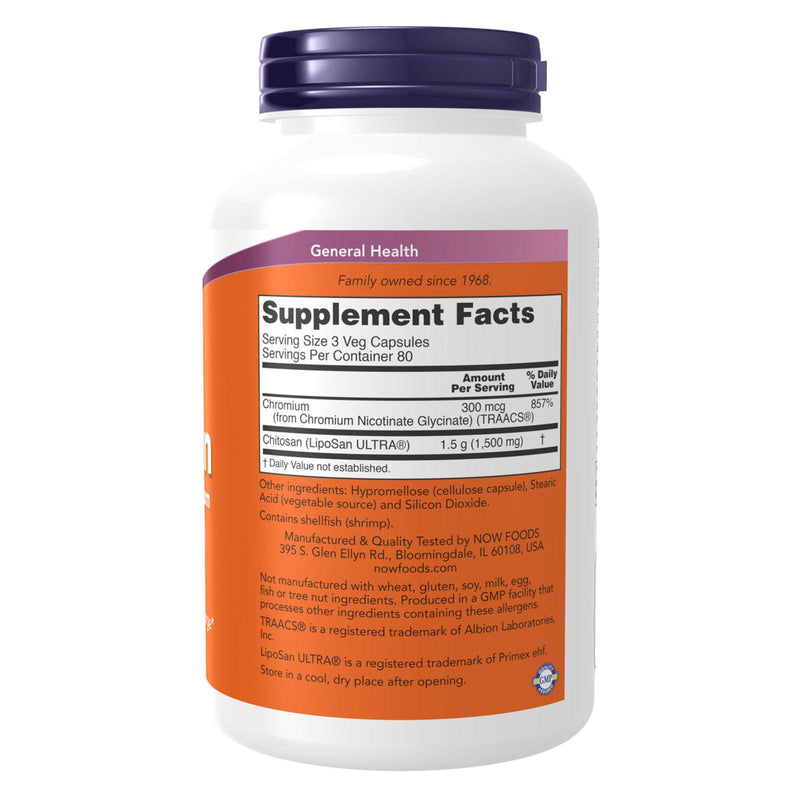 NOW Foods Chitosan 500 mg plus Chromium 240 Veg Capsules