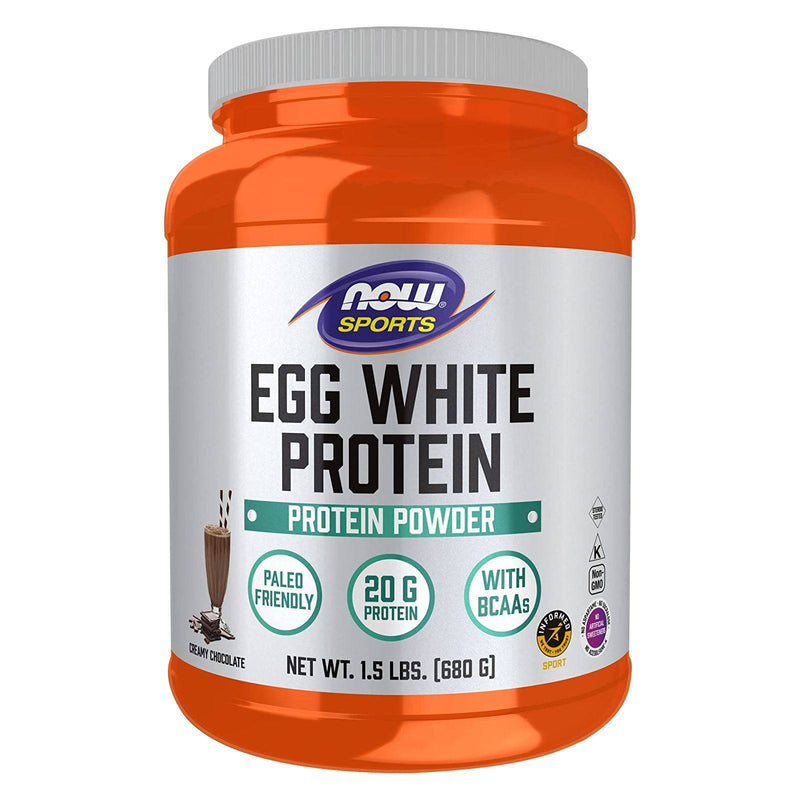 NOW Sports Nutrition、卵白タンパク質、BCAAを含む20 g、クリーミーチョコレートパウダー、1.5ポンド