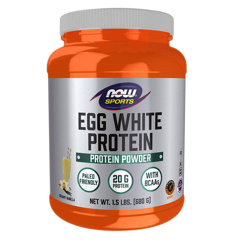 NOW Sports Nutrition、卵白タンパク質、BCAAを含む20 G、クリーミーなバニラパウダー、1.5ポンド