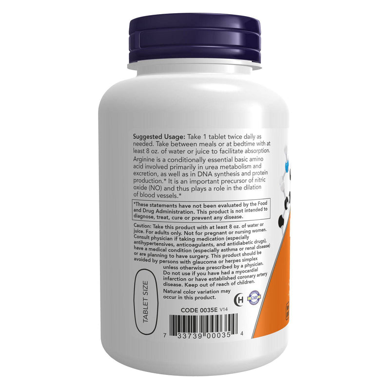 NOW Supplements, L-아르기닌 1,000 mg, 산화질소 전구체*, 아미노산, 120정