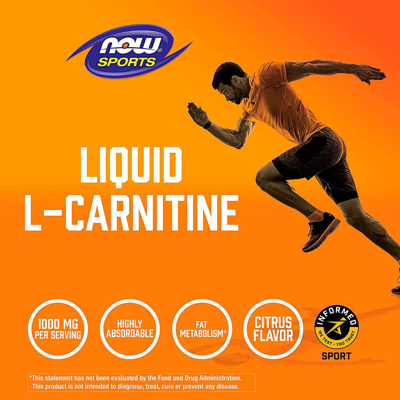 NOW Sports Nutrition, L-carnitina líquida 1000 mg, altamente absorbible, cítricos, 32 onzas