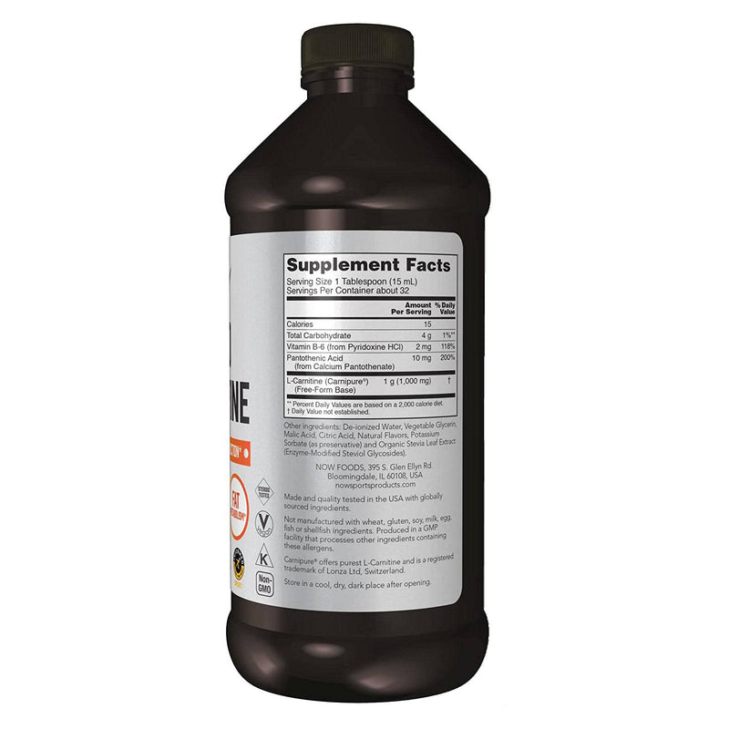 l carnitine liquid 1000 mg NOW Foods L-Carnitine Liquid 1000 mg Tropical Punch 16 fl oz