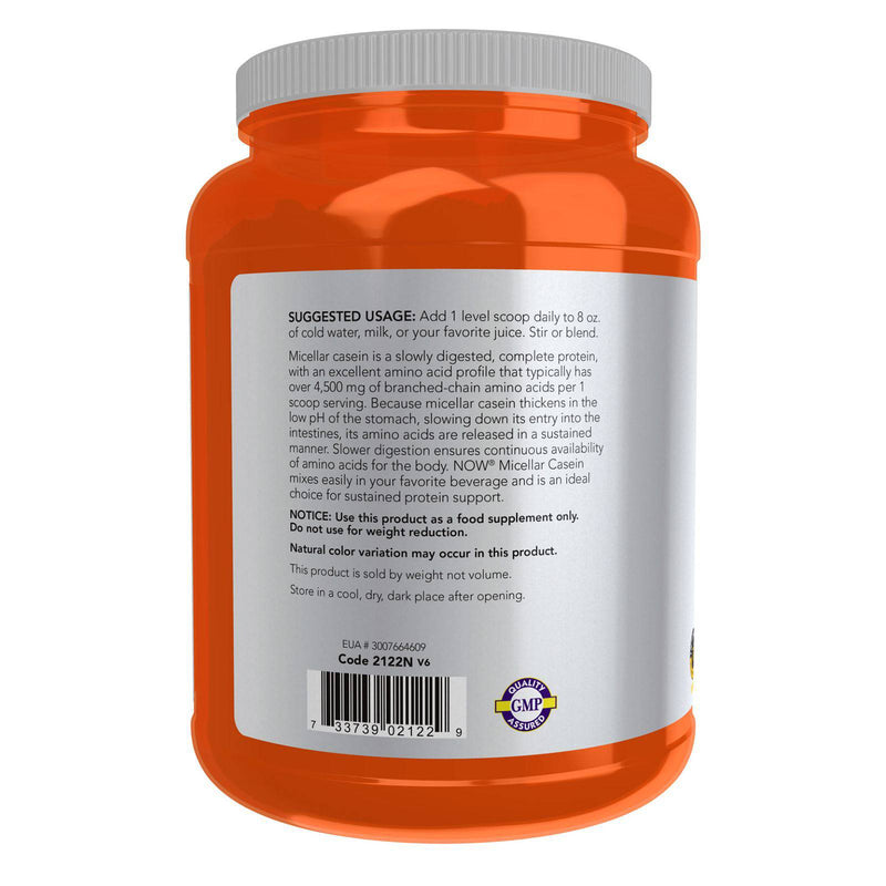 NOW Foods Micellar Casein Unflavored Powder 1.8 lbs.