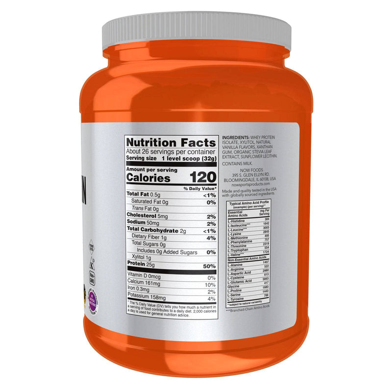 NOW Foods Whey Protein Isolate Creamy Vanilla Powder 1.8 lbs. - SUPER DEAL!