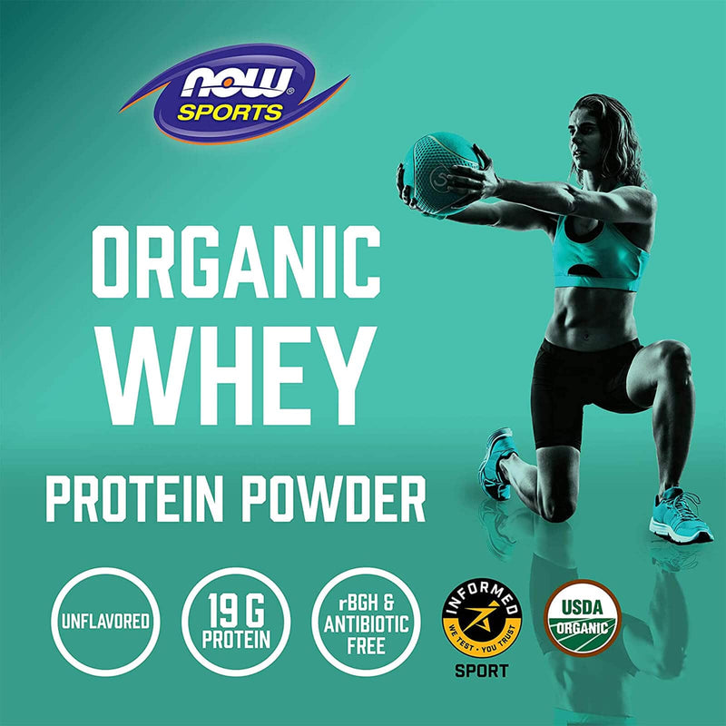 NOW Foods Whey Protein Organic Unflavored Powder 1 lb