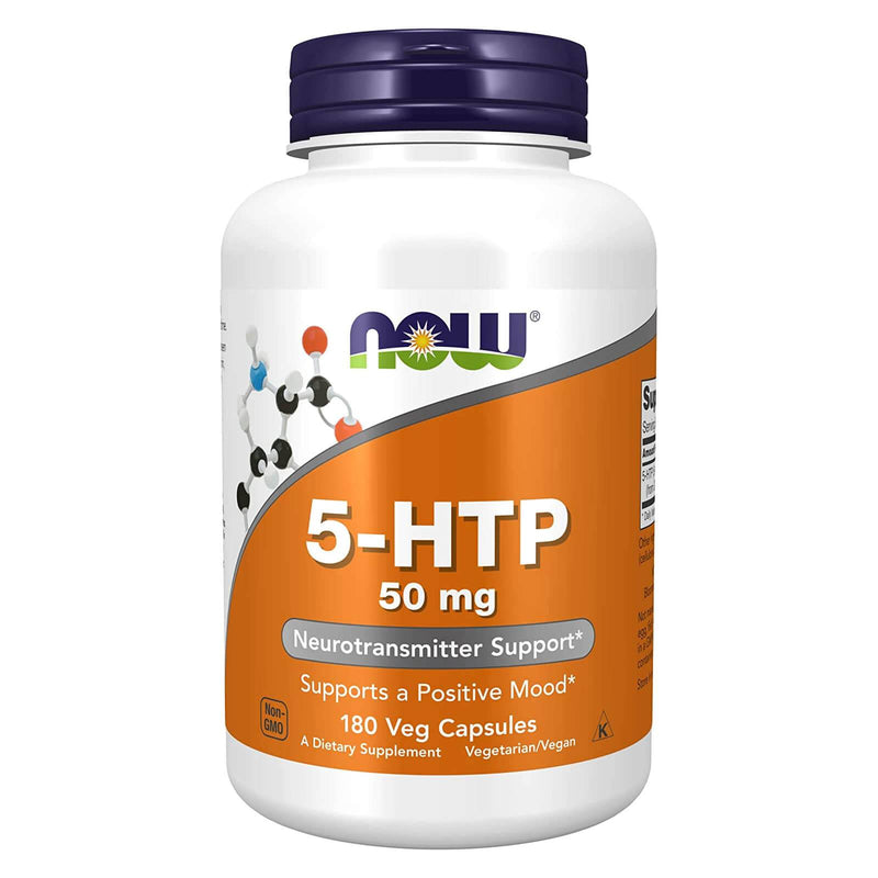 NOW Supplements, 5-HTP(5-하이드록시트립토판) 50mg, 신경전달물질 지원*, 180 식물성 캡슐 