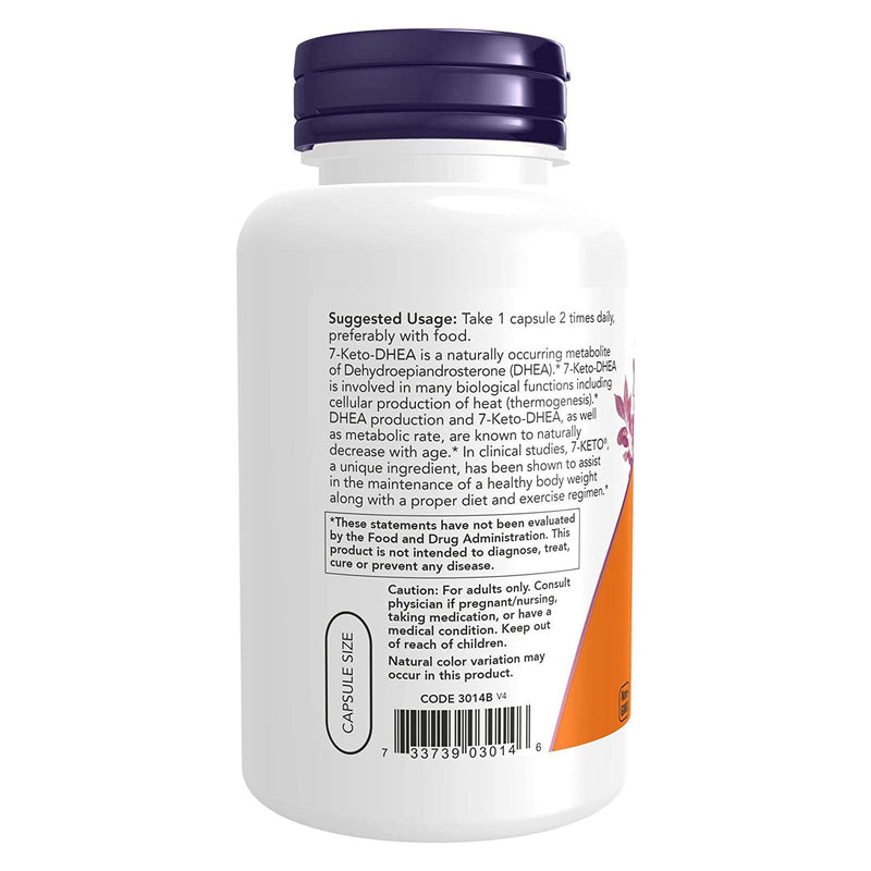 NOW Supplements, 7-Keto (DHEA Acetate-7-one) 100 mg, 체중 관리*, 120 식물성 캡슐