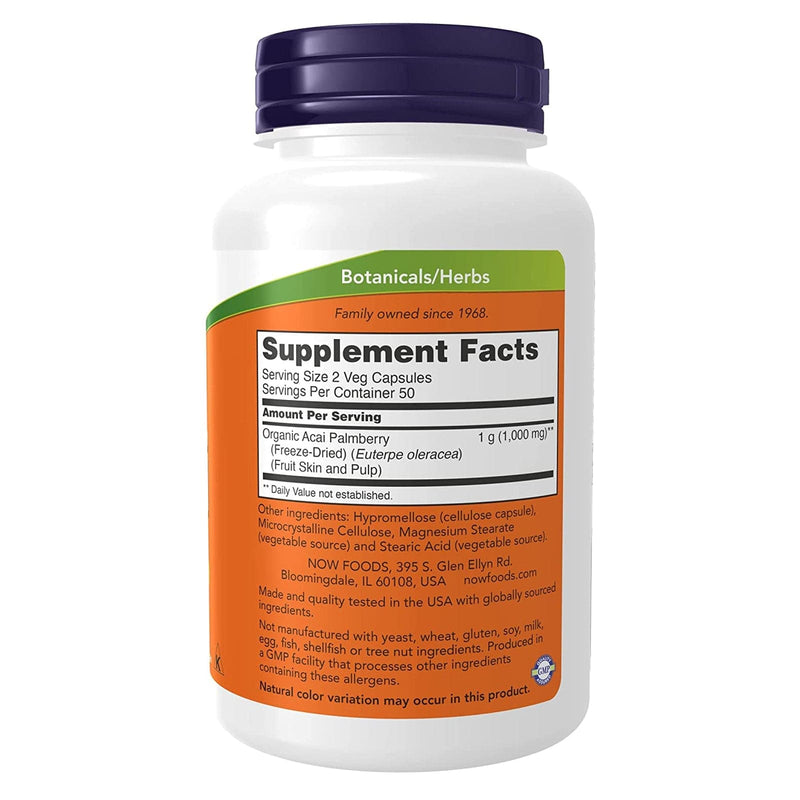 NOW Foods Acai 500 mg 100 Veg Capsules