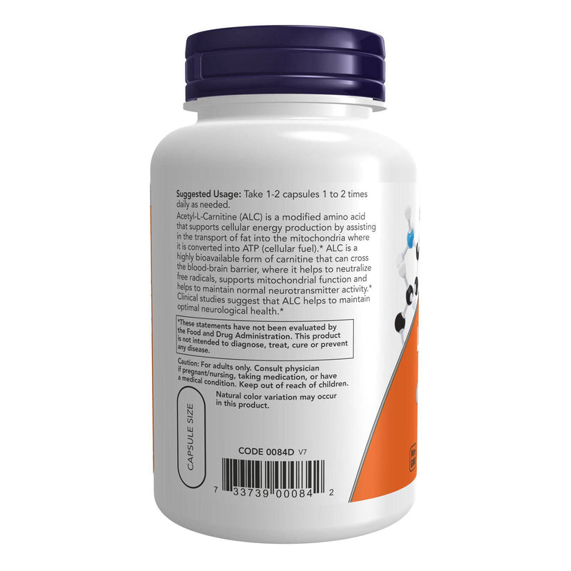 NOW Foods Acetyl-L-Carnitine 500 mg 200 Veg Capsules