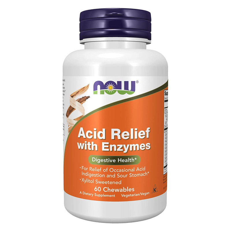 NOW Foods Acid Relief with Enzymes 60 Chewables