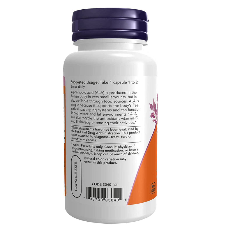 NOW Foods Alpha Lipoic Acid 100 mg 60 Veg Capsules