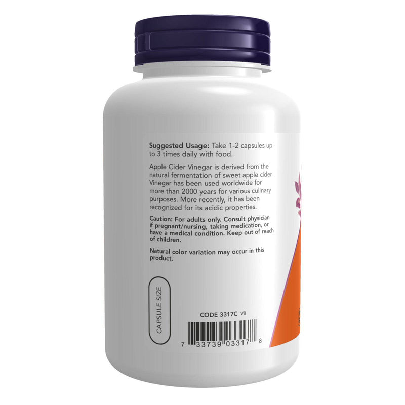 NOW Supplements, Apple Cider Vinegar 450 mg, 달콤한 사과 사이다 발효 추출물, 180 식물성 캡슐