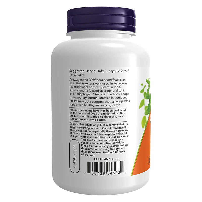 NOW Supplements, Ashwagandha(Withania somnifera) 450 mg(표준화된 추출물), 180 식물성 캡슐