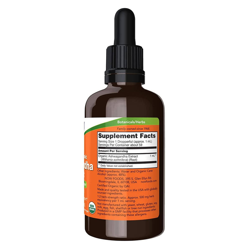 NOW Foods Ashwagandha Extract Liquid Organic 2 fl oz