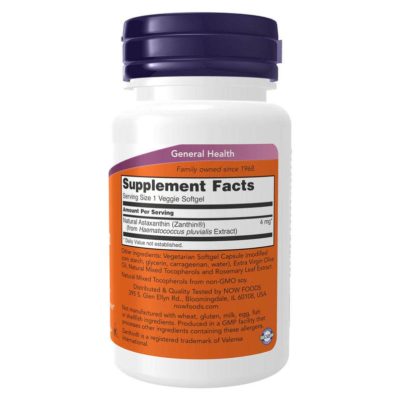 NOW Foods Astaxanthin 4 mg 60 Veggie Softgels