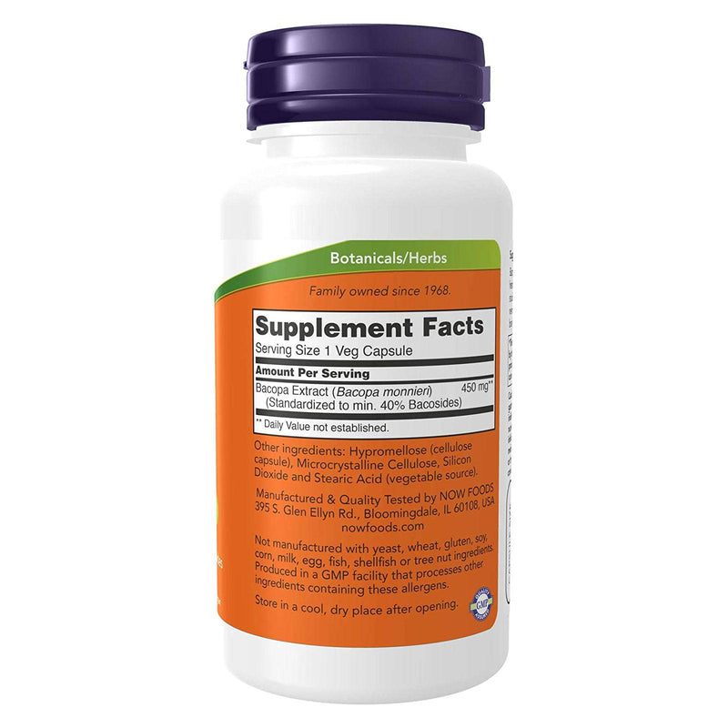 NOW Foods Bacopa Extract 450 mg 90 Veg Capsules