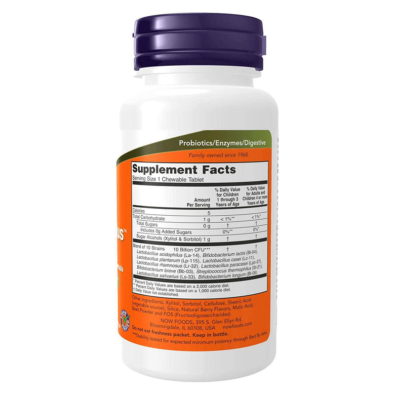 NOW Foods BerryDophilus Extra Strength 10 Billion 50 Chewables