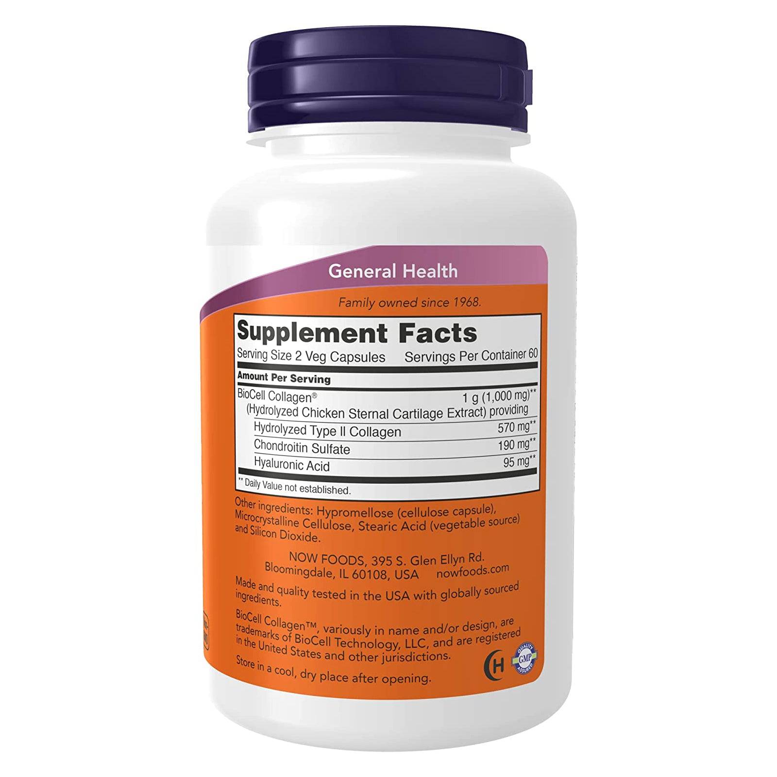 NOW Foods BioCell Collagen Hydrolyzed Type II 120 Veg Capsules | DailyVita