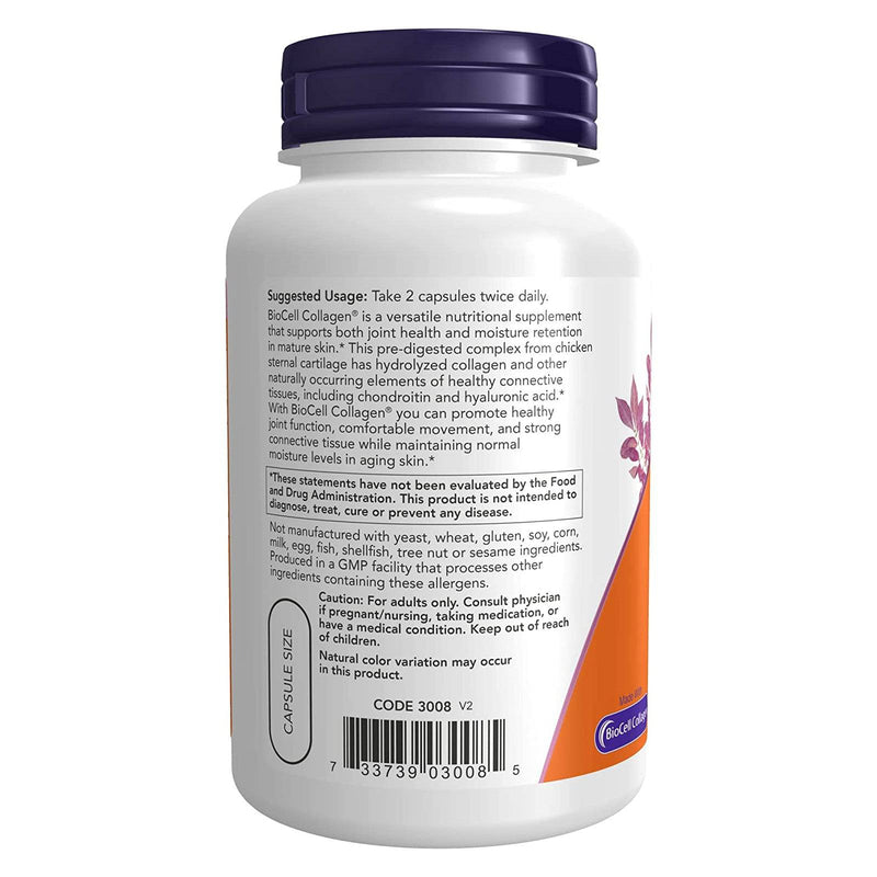 NOW Foods BioCell Collagen Hydrolyzed Type II 120 Veg Capsules