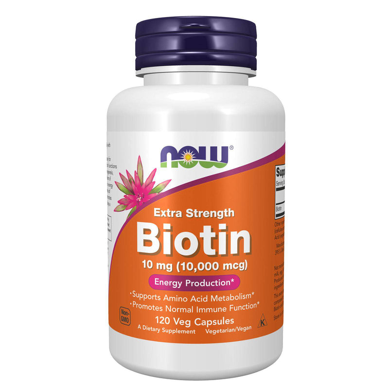 NOW Foods Biotin 10 mg (10,000 mcg) Extra Strength 120 Veg Capsules