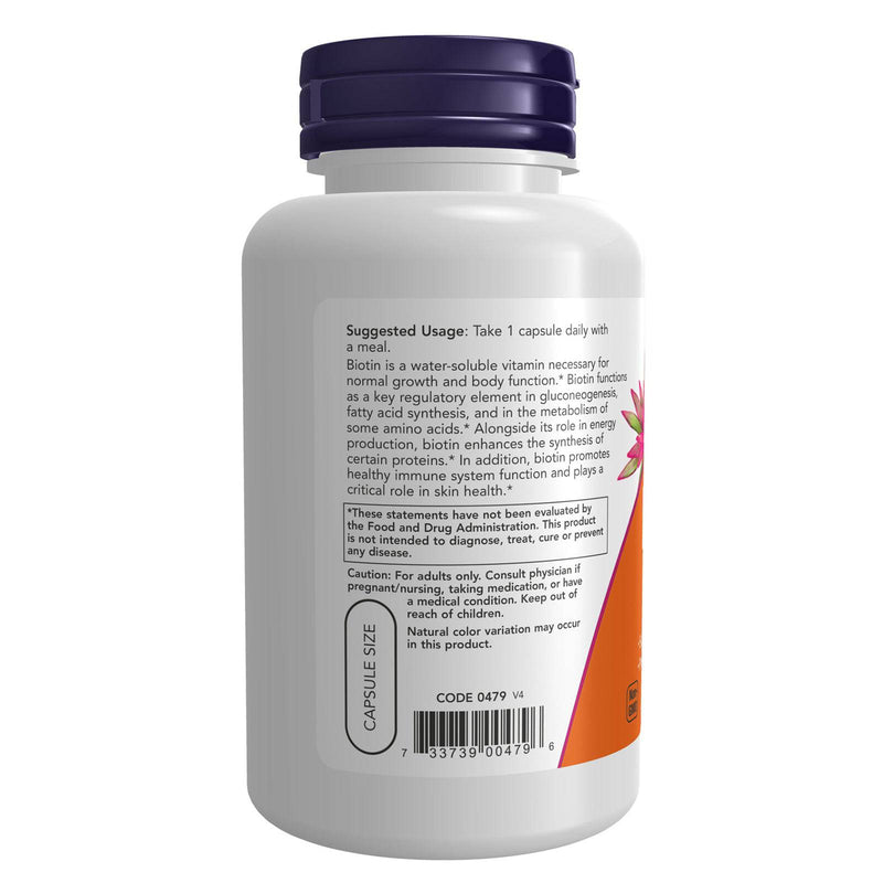 NOW Foods Biotin 10 mg (10,000 mcg) Extra Strength 120 Veg Capsules