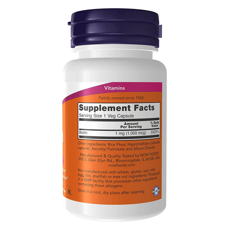 NOW Foods Biotin 1000 mcg 100 Veg Capsules