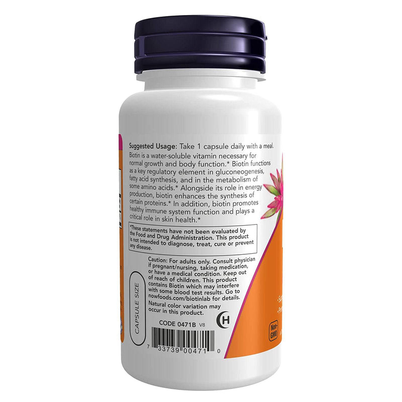 NOW Foods Biotin 5,000 MCG 60 VEG胶囊