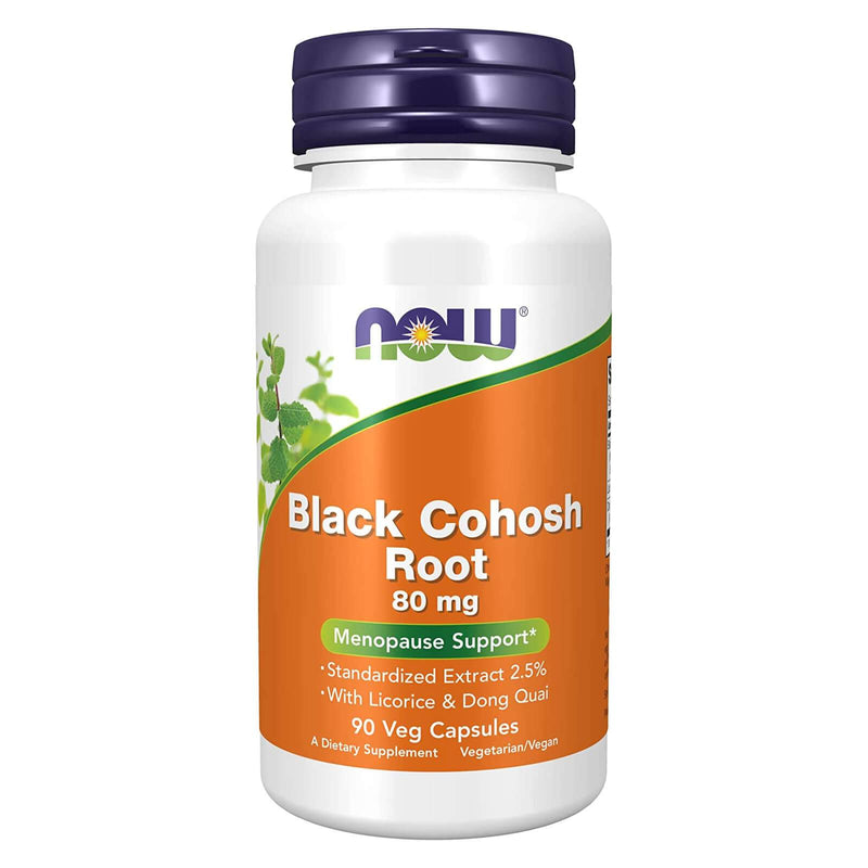 NOW Supplements, Black Cohosh Root 80 mg con regaliz y Dong Quai, 90 cápsulas vegetales