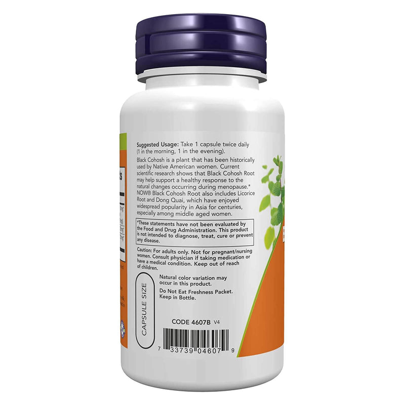 NOW Supplements, Black Cohosh Root 80 mg con regaliz y Dong Quai, 90 cápsulas vegetales