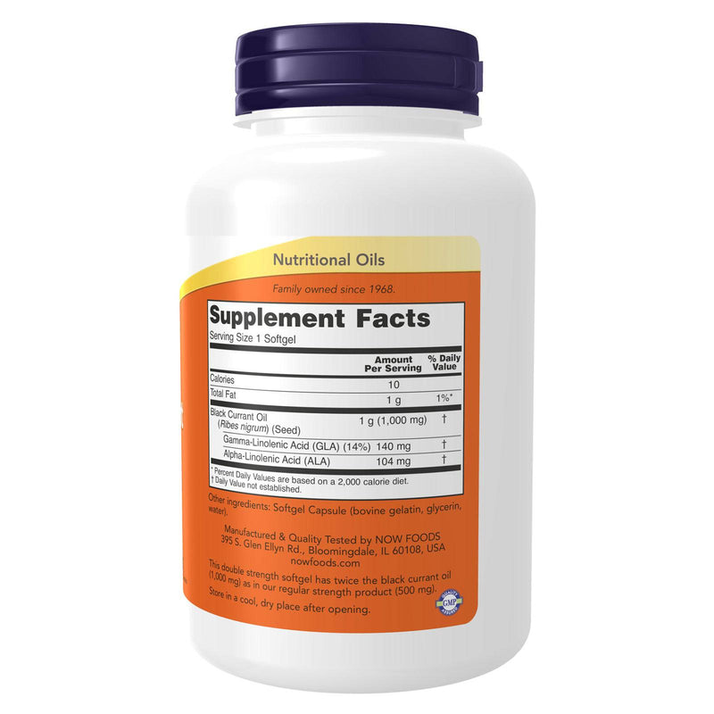 NOW Foods Black Currant Oil Double Strength 1000 mg 100 Softgels