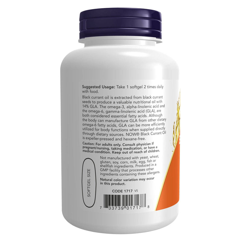 NOW Suplementos, óleo de groselha preta 1000 mg de força dupla com 140 mg de GLA (ácido gama-linolênico), 100 cápsulas gelatinosas