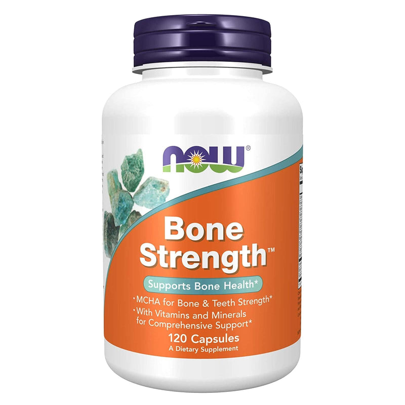 NOW Suplementos, Bone Strength™ com Hidroxiapatita Microcristalina (MCHA), Magnésio e Vitaminas C, D e K, 120 Cápsulas