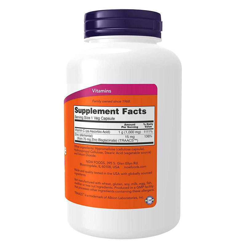 NOW Foods C-1000 Zinc Immune 180 Veg Capsules