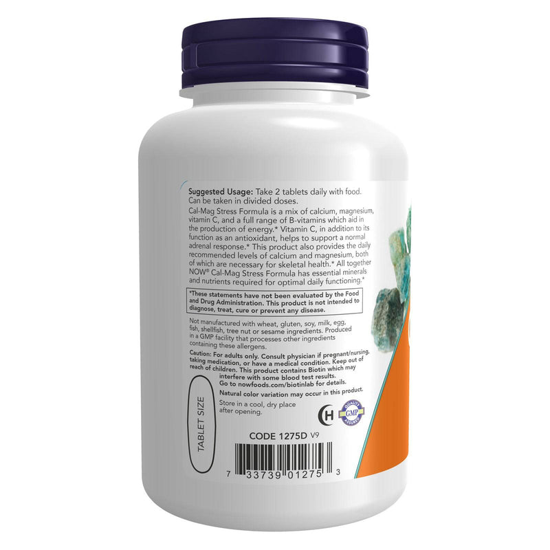 NOW Suplementos, Fórmula Cal-Mag Stress com Complexo B e Vitamina C, 100 Comprimidos