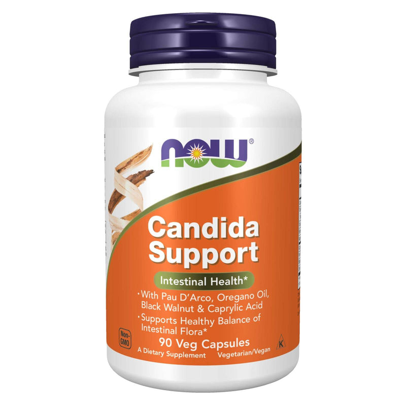 NOW Supplements, Candida Support with Pau D'Arco, 오레가노 오일, 검은 호두 및 카프릴산, 90 식물성 캡슐