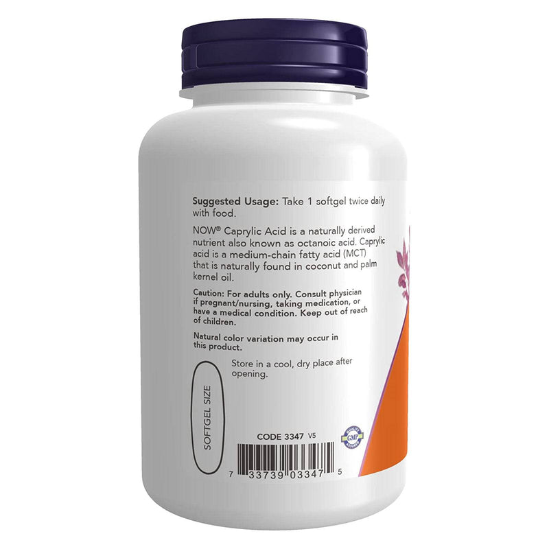 NOW Foods Caprylic Acid 600 mg 100 Softgels