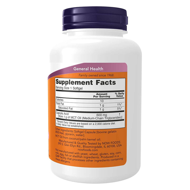 NOW Foods Caprylic Acid 600 mg 100 Softgels