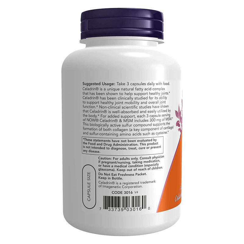 NOW Foods Celadrin & MSM 500 mg 120 Capsules