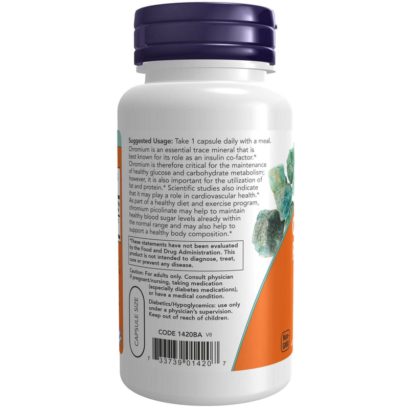 NOW Foods Chromium Picolinate 200 mcg 100 Veg Capsules