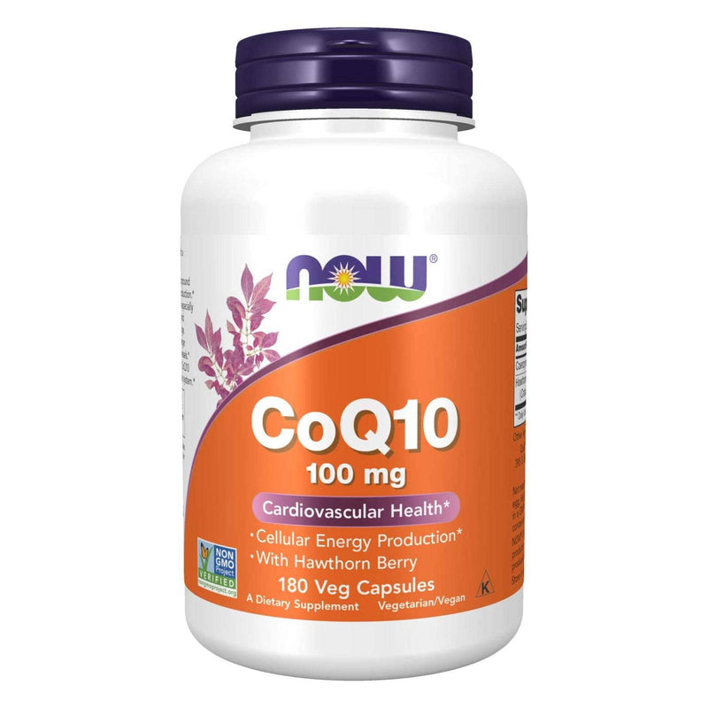 NOW Foods CoQ10 100 mg with Hawthorn Berry 180 Veg Capsules