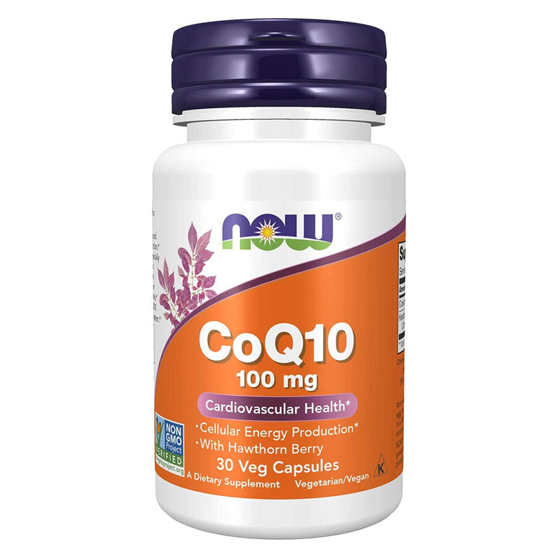 NOW Foods CoQ10 100 mg with Hawthorn Berry 30 Veg Capsules