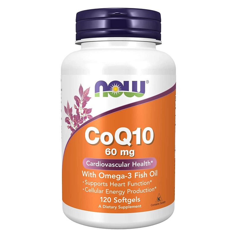 NOW Foods CoQ10 60 mg with Omega-3 Fish Oil 120 Softgels