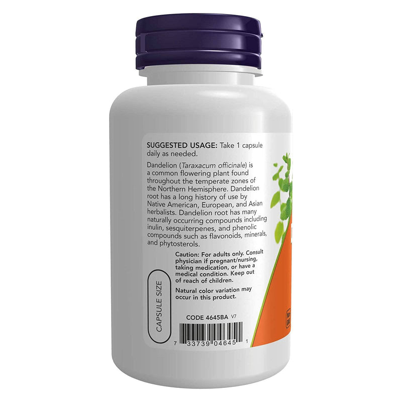 NOW Foods Dandelion Root 500 mg 100 Veg Capsules