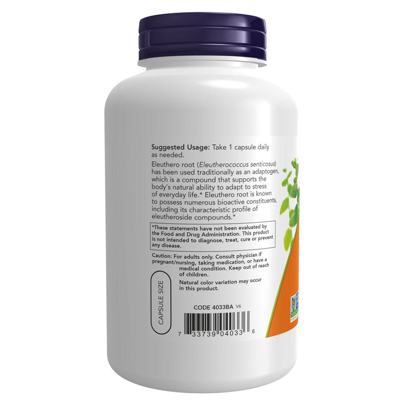 NOW Foods Eleuthero 500 mg 250 Veg Capsules