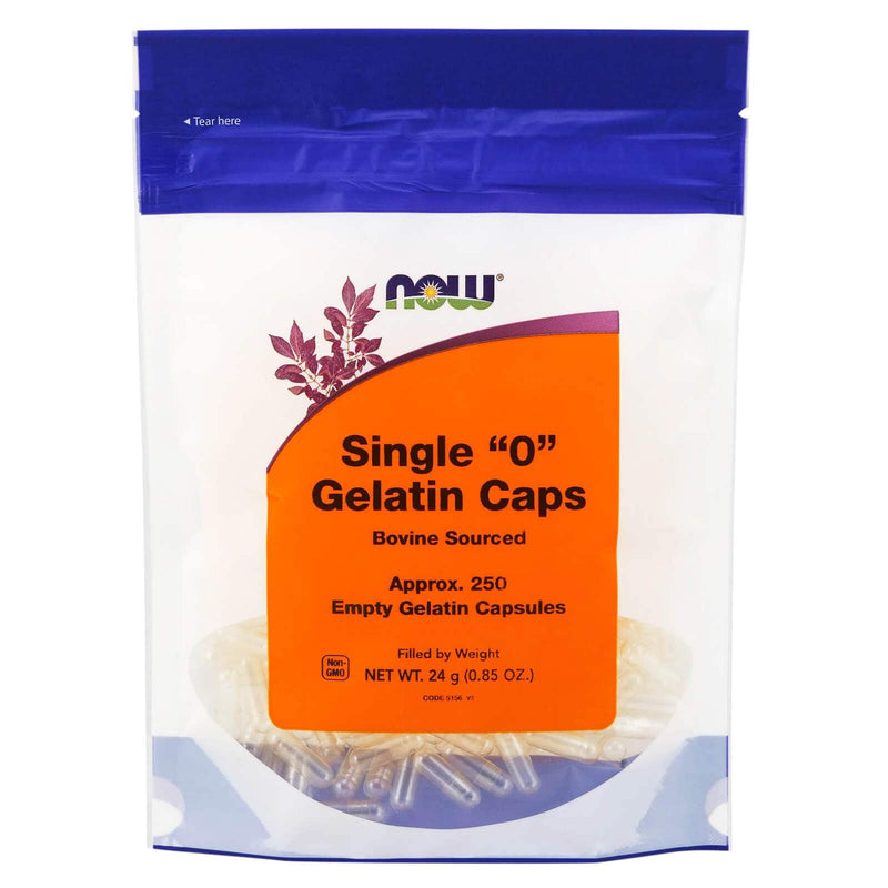 NOW Foods Empty Capsules Gelatin Single 0" 250 gel caps"