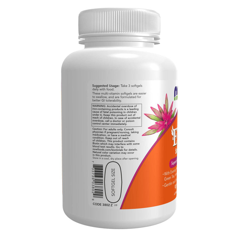 NOW Supplements, multivitamínico para mujeres Eve™ con onagra, arándano, té verde, sílice de cola de caballo y CoQ10, 90 cápsulas blandas