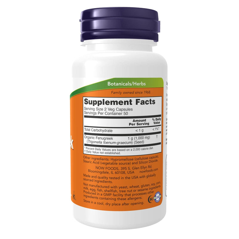 Suplementos NOW, fenogreco (Trigonella foenum-graecum) 500 mg, suplemento de hierbas, 100 cápsulas vegetales