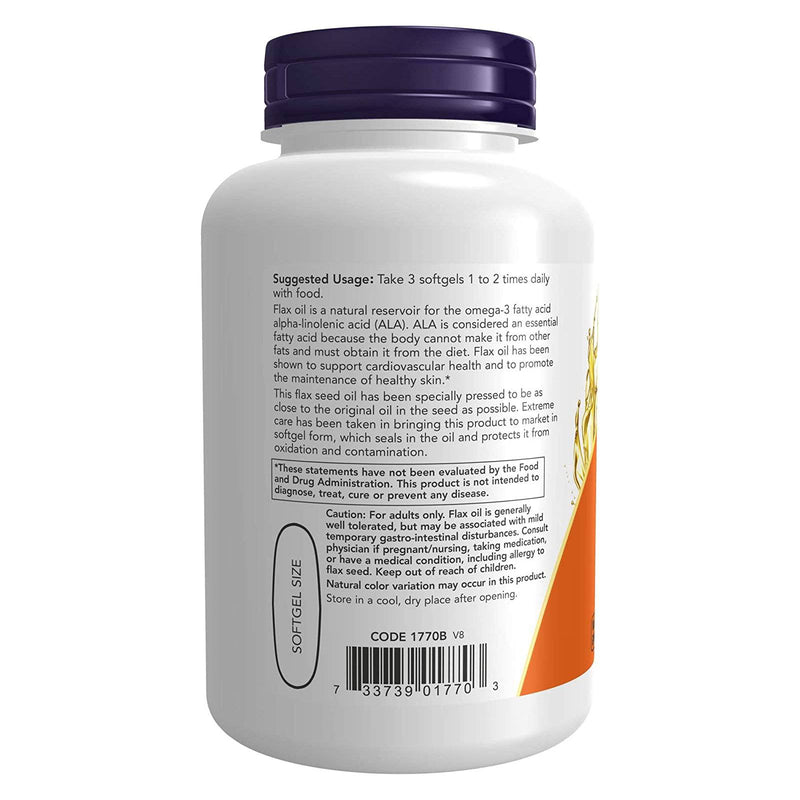 NOW Foods Flax Oil 1000 mg 100 Softgels